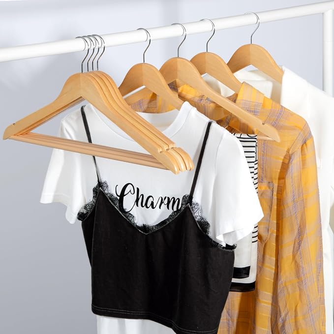 TOPIA HANGER Wooden Hangers 30 Pack, Wood Clothes Hanger Natural | Durable Coat - Image 7