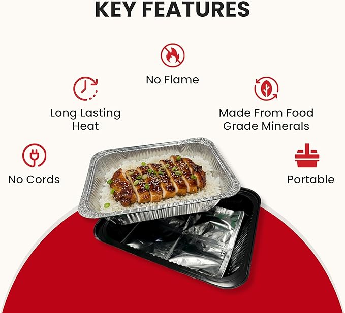 Flameless Food Warmers (6 Pack) – Disposable Pads to Keep Food Warm – Half Size Pan Warmers for Catering, Buffet, Parties & Chafing Dishes