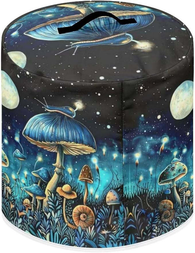Flashideas Blue Mushroom Pressure Cooker Cover for Women Dust Protection Insulated Rice Cooker Cover Water Resistant Dust Cover with Pockets for Instant Pot 6 Quart Vintage Appliance Cover for Kitchen