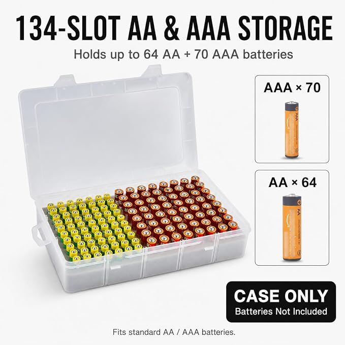 Xuerdon 134-Slot Battery Organizer Storage Case - Image 2