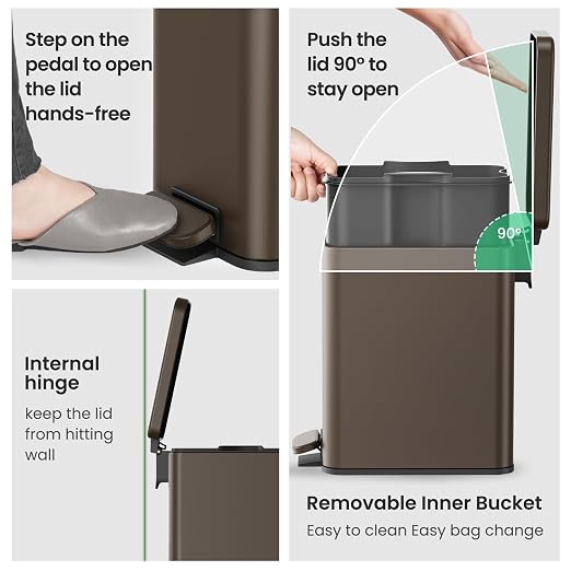 Cesun 2.6 Gallons Small Bathroom Trash Can - Image 5