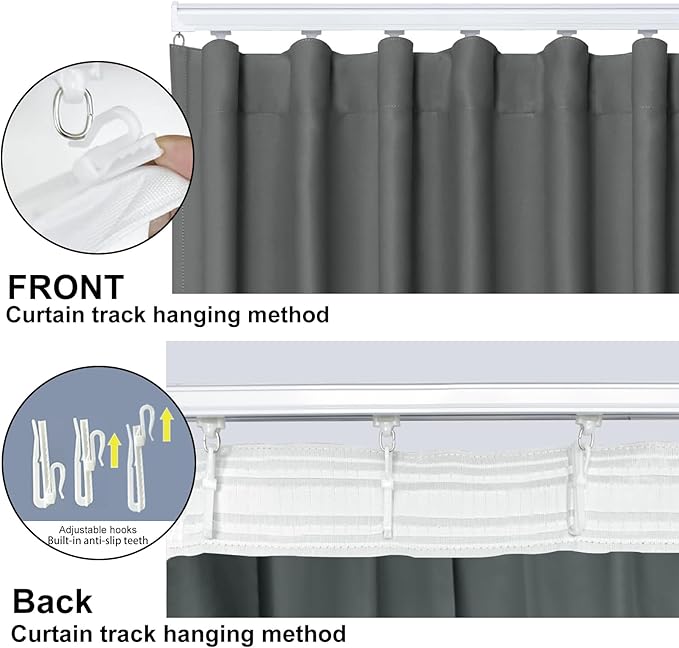 Room Divider Blackout Curtain Track Curtains Wall Dividers Panels Screen for Living Rooms Bedroom Office Privacy Partition Separation, W100 × L108 Inch,1 Panel, Grey