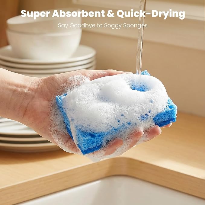 Metflavor Kitchen Sponges, Dual-Sided Non-Scratch Scrub Sponge | Dish Scrubber - Image 5