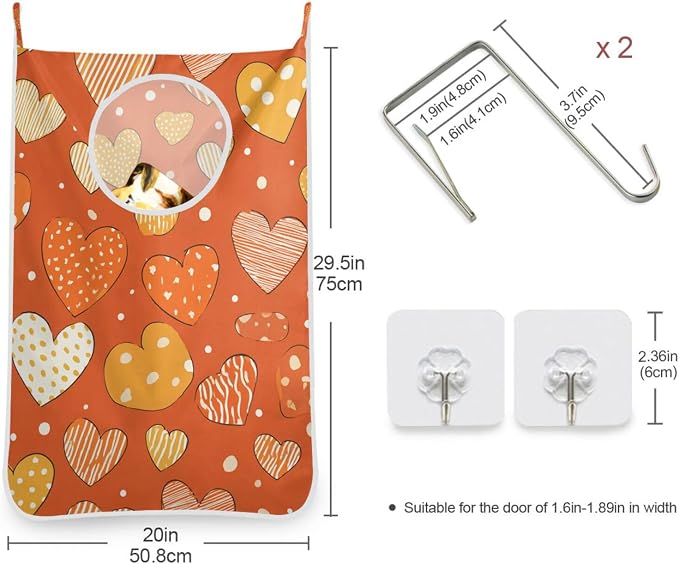 2PCS Hanging Laundry Hamper Bag Over the Door Laundry Hamper Wall Hamper Large - Image 3
