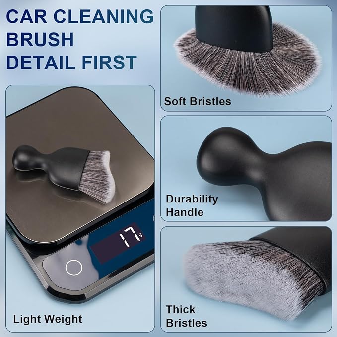 Amrules 2 Pcs Car Interior Detailing Brush Cleaning Tools, Dark Gray | Soft - Image 6