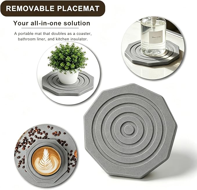 Stone Faucet Mat for Kitchen Sink, Absorbent Drying Mat | Fast Drying Sink - Image 3