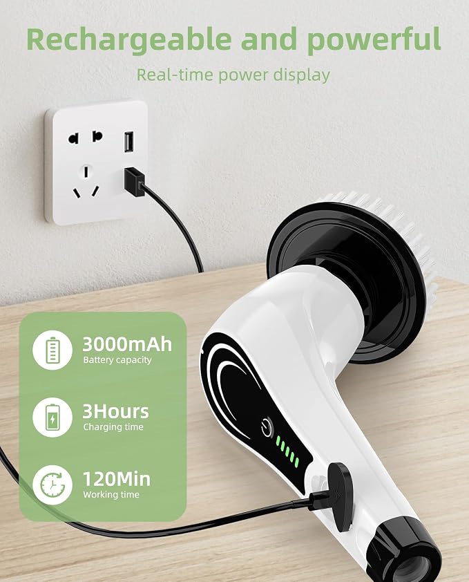 Cordless Electric Spin Scrubber, 8-in-1 Bathroom Cleaner | Bathroom scrubber - Image 6