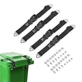 HX AURIZE Universal Trash Can Lid Lock Strap for Round & Square Bins - Sturdy Outdoor Garbage Lock - Raccoon, Dog & Small Animal Stopper - Secure Bolt-On Design (Drilling Required) Black 4 Pack