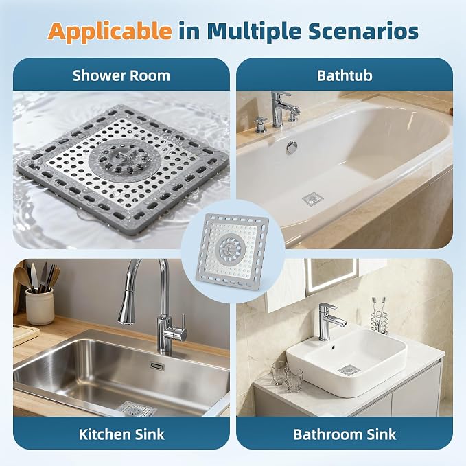Hibbent 2 Pack Shower Drain Hair Catcher, Shower Cover - Image 6