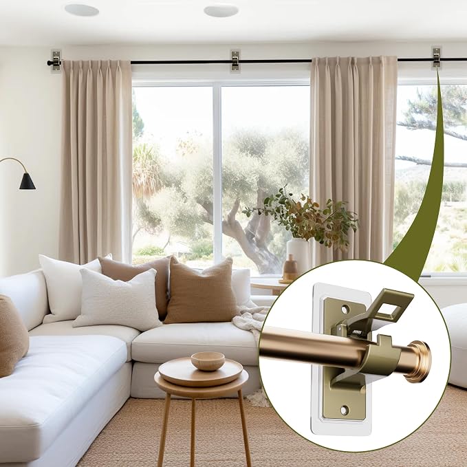 4 Pack Adhesive Curtain Rod Holders No Drilling | Renter Friendly Curtain Rod - Image 8