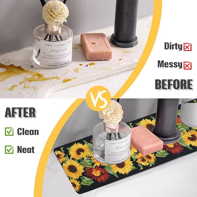 Sink Faucet Absorbing Mat, 2 Pack Drying Mat Around Faucet Sink Splash Guard - Image 5