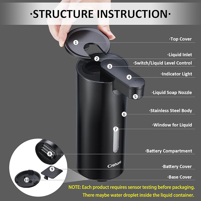Automatic Soap Dispenser Touchless, 12oz/340ml, Waterproof | Dish Soap Dispenser - Image 5