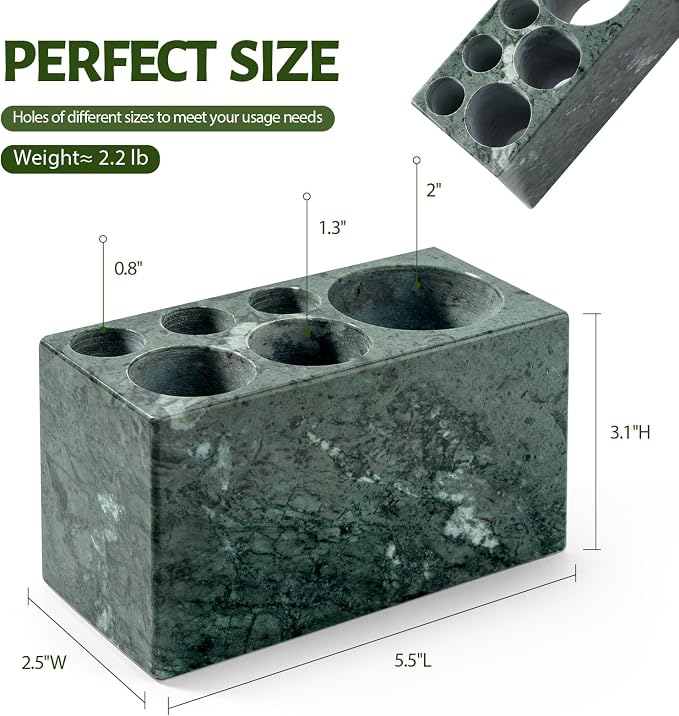 BCS Toothbrush Holder for Bathrooms, 6 Slots Open-Bottom Marble Toothbrush - Image 3
