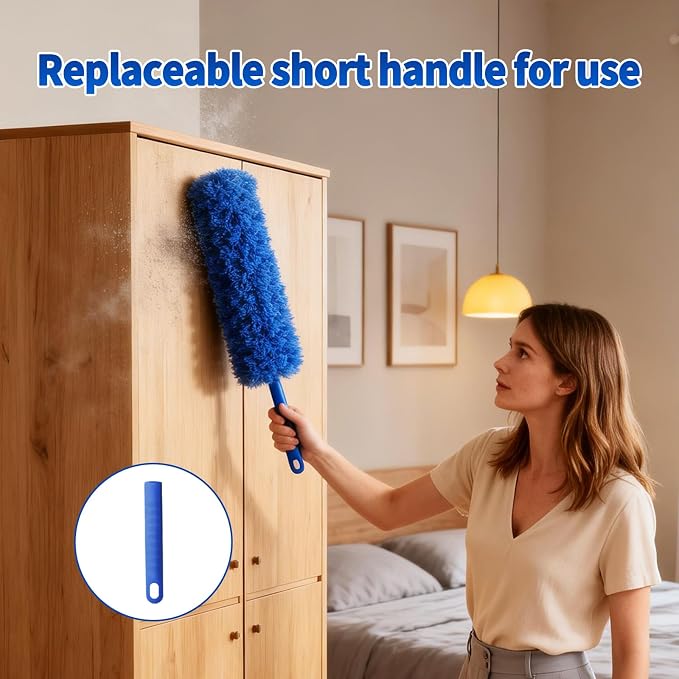 Cobweb Duster with Extension Pole, Washable Cleaning Duster Kit with 3 Duster - Image 7