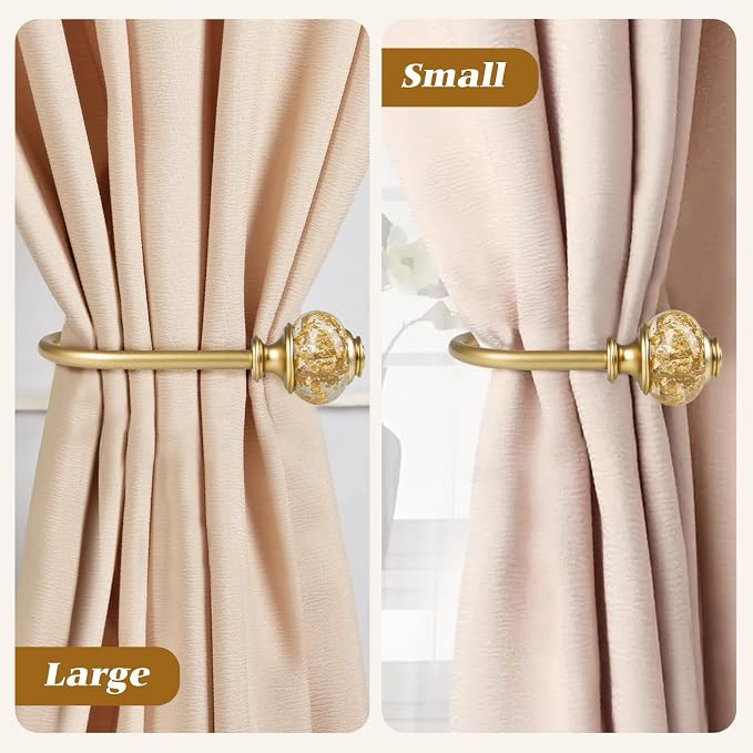 USFOOK Gold Curtain Holdbacks, Decorative Drapery Tiebacks, 2 Pack/1 Pair | - Image 6