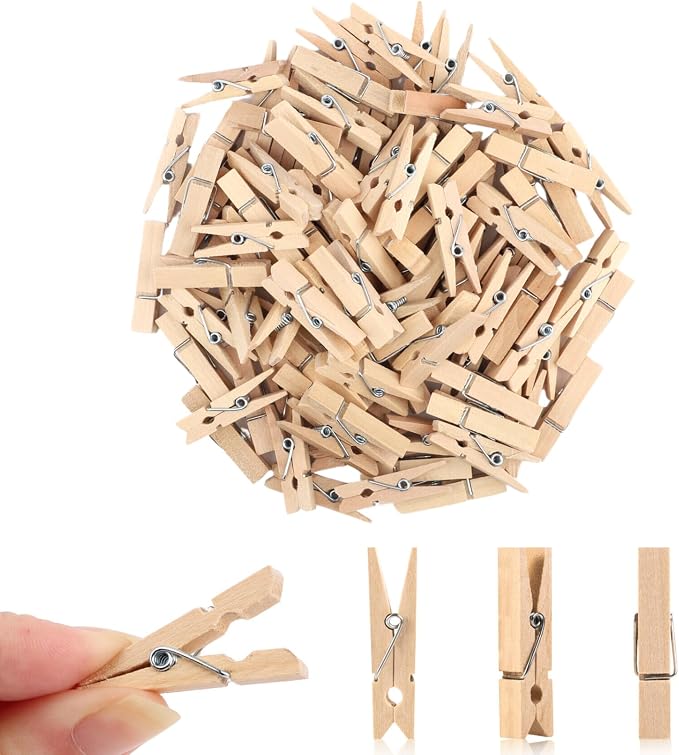 100Pcs Mini Wooden Clothespins, 1.4in Small Clothes pins by LOTIMOYIA
