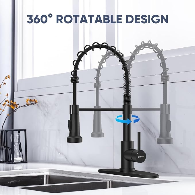 WEWE Matte Black Kitchen Faucet - Image 5
