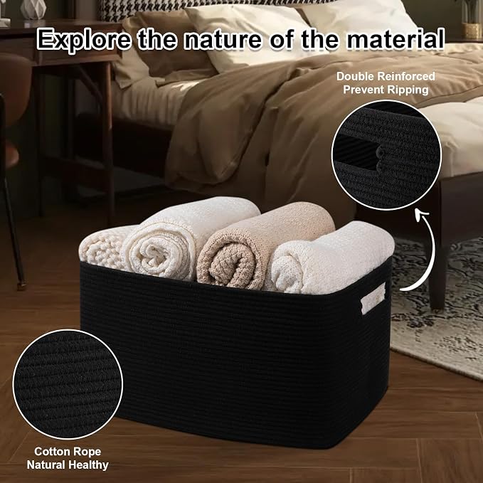 OIAHOMY 75L Large Blanket Basket Woven Storage Basket - Image 4