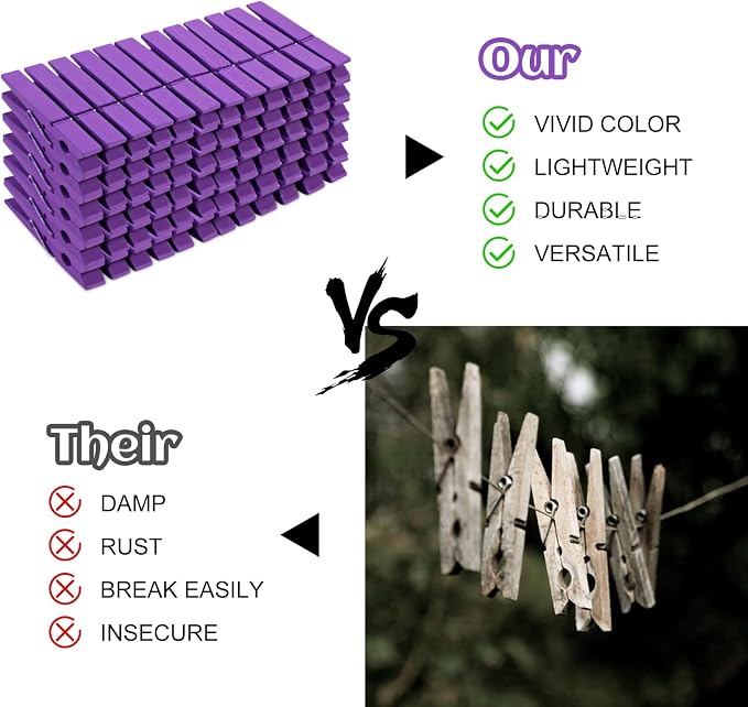 72 Pcs Wooden Clothes Pins, 2.9 Inch Clothes Pins - Image 4