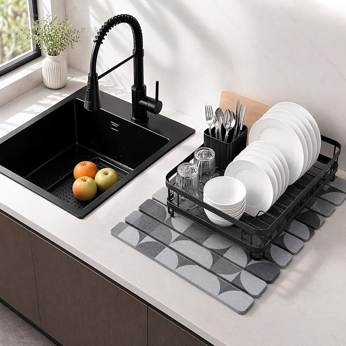 Large Stone Dish Drying Mat for Kitchen Counter, Quick Dry Diatomaceous Earth - Image 2