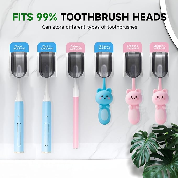 6 Pcs Toothbrush Holders Wall Mounted, Single Slot Design, Shower Self Adhesive - Image 7