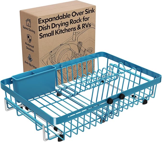 Blue Dish Drying Rack Over The Sink by MAJALiS