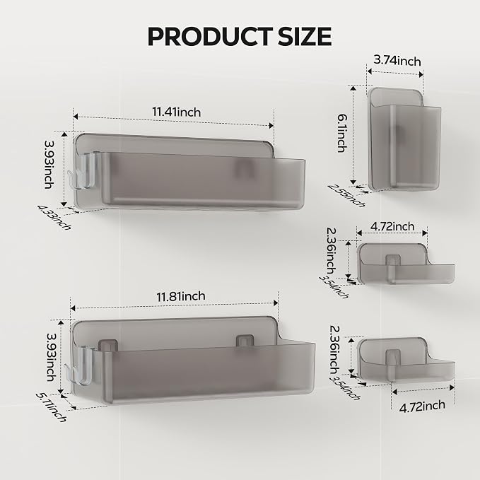 Nieifi Adhesive Shower Shelves, 5 Pieces - Image 2