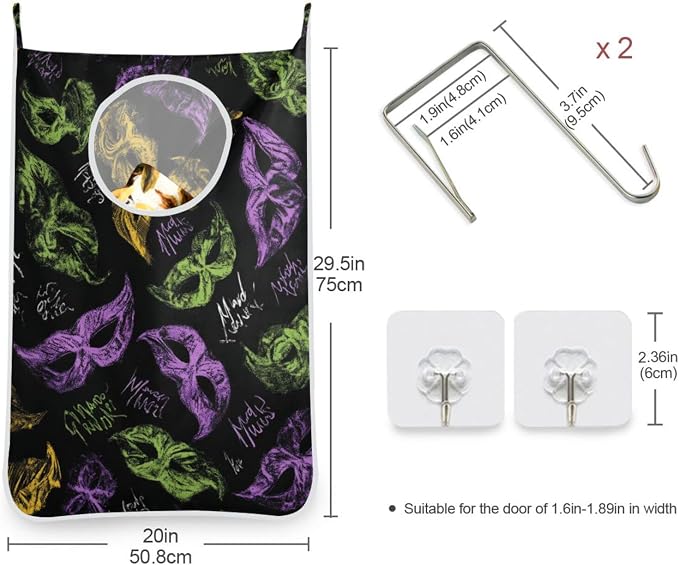 2PCS Hanging Laundry Hamper Bag Over the Door Laundry Hamper Wall Hamper Large - Image 3