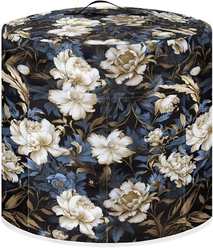 Flower Print Pressure Cooker Cover with Storage Pocket Compatible with 8 Quart Instant Pot, Durable Rice Cooker Air Fryer Accessories, Waterproof Kitchen Appliances Dust Cover