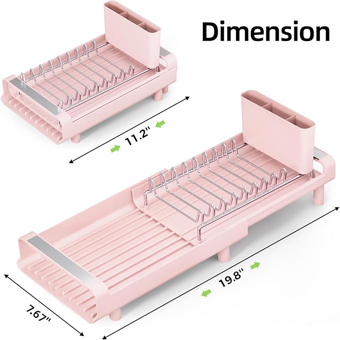 TOOLF Small Dish Drying Rack, Expandable and Space-Saving, Compact Design Fits - Image 9