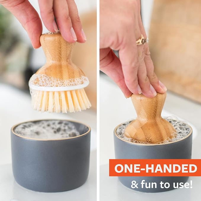 Full Circle Bubbly Palm Brush & Ceramic Soap Dispenser - Image 7
