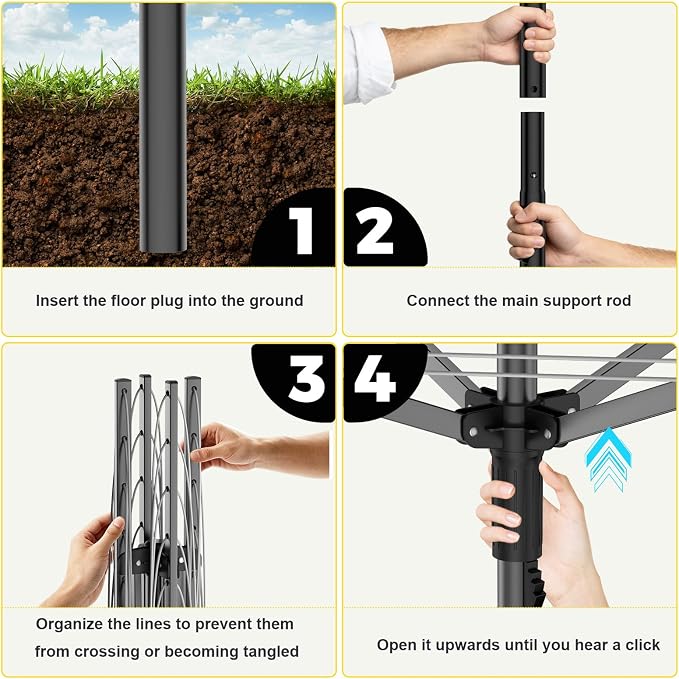BAKON Heavy Duty Clothesline Outdoor, 40M Rotary Adjustable Tension Umbrella - Image 6