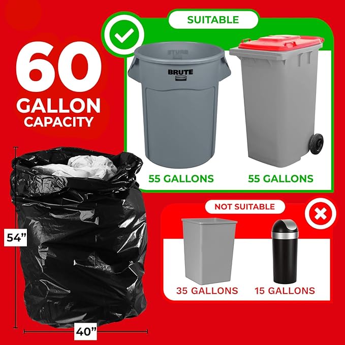 ToughBag 55-60 Gallon Heavy Duty Trash Bags, Made in USA - Image 2