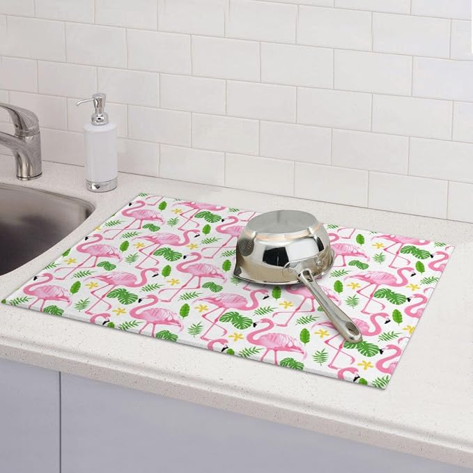Pink Flamingo Leaf Dish Drying Mat - Image 7