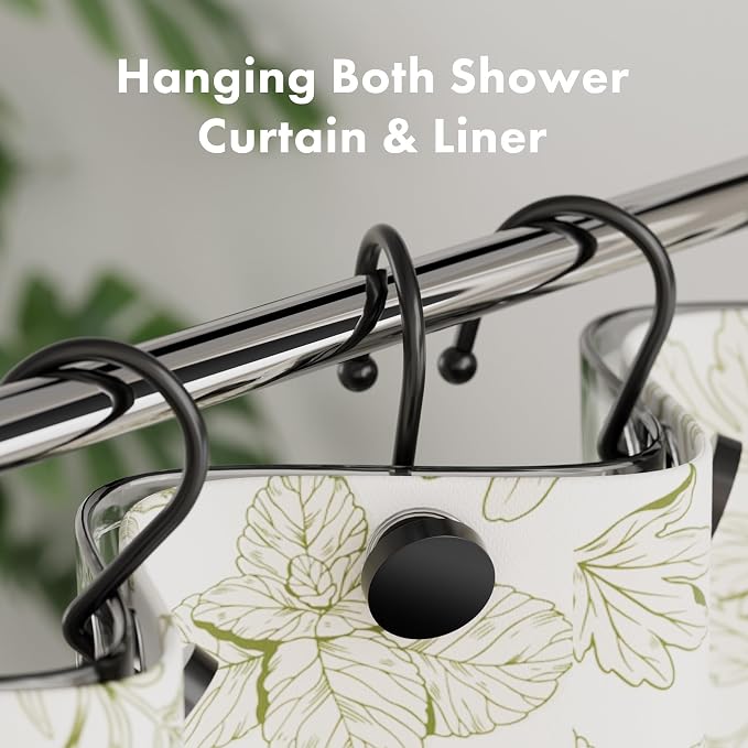 AmazerBath Shower Curtain Hooks, Shower Curtain Rings Heavy Duty Modern - Image 3