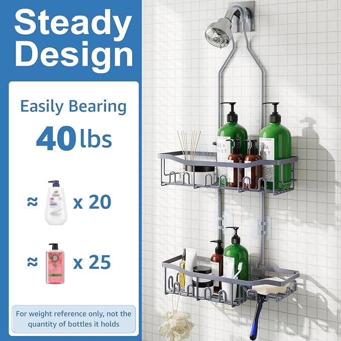 Upgraded Extended Length Shower Caddy Over Showerhead No Blocking to Showerhead - Image 5