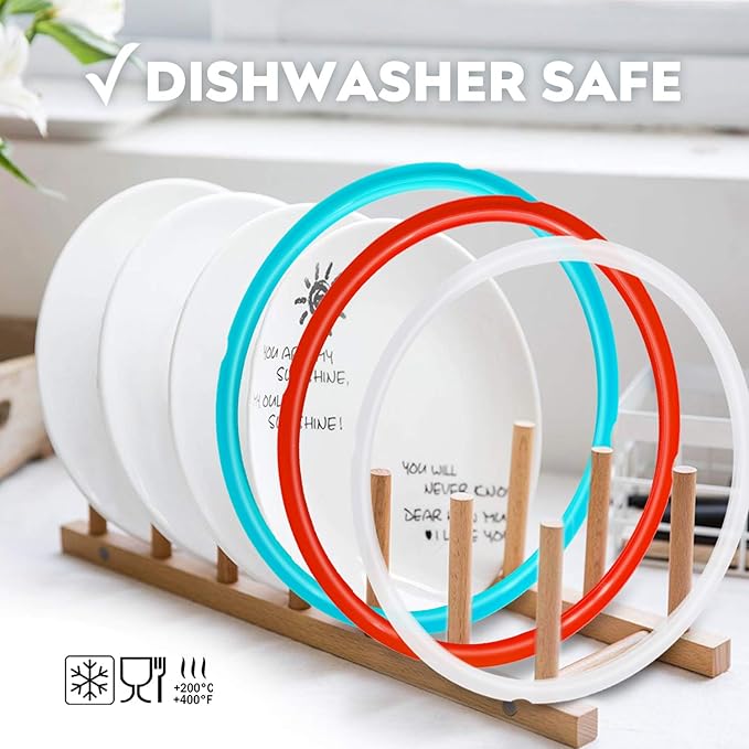 Silicone Sealing Ring 3-Pack for 5Qt, 6Qt Pressure Cookers - Dishwasher Safe Food-Grade Replacement Gasket Compatible with Instant Pot Duo, Lux, Duo Plus, Ultra, Viva Models.