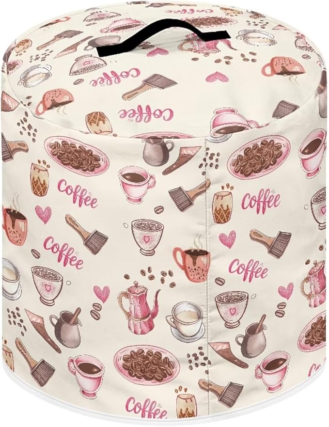 Flashideas Coffee Print Pressure Cooker Cover for Women Dust-proof Cover for Rice Cooker Air Fryer Kitchen Appliance Covers with Top Handle and Pocket Home Kitchen Decor Gifts for Friends