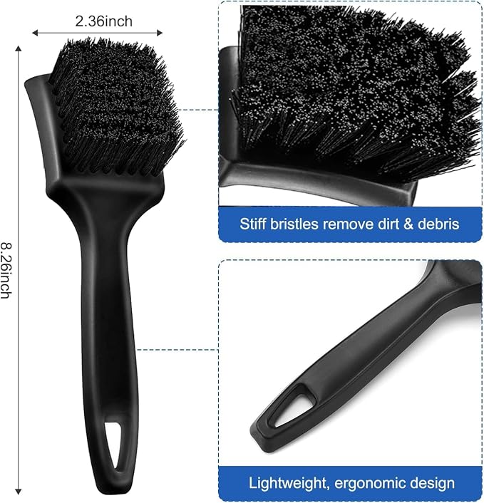 Wheel Rim Tire & Carpet Cleaning Brush Set, Soft & Stiff Bristle Wash Cleaning - Image 3