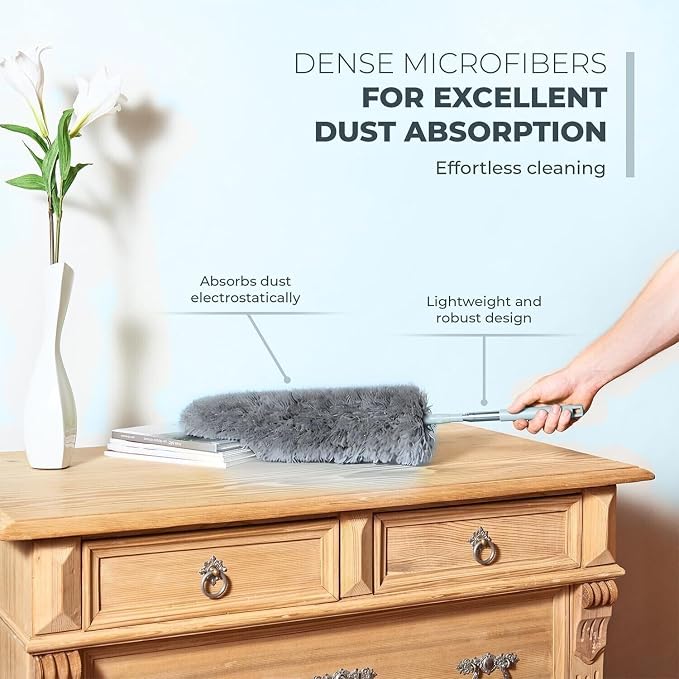 GÜTEWERK Extendable Feather Duster, Microfiber Duster, Ceiling Fan Duster - Image 2