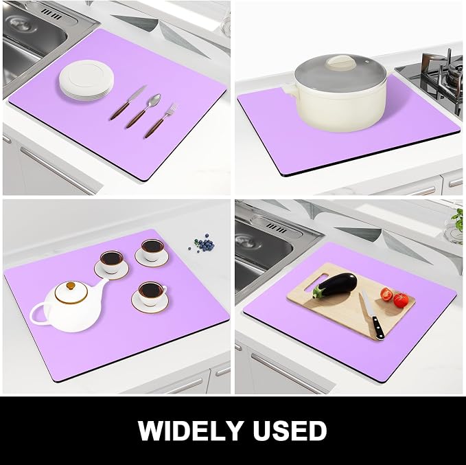 Rnivvi Dish Drying Mat for Kitchen Counter, 16 x 18" Cute Absorbent Heat - Image 7