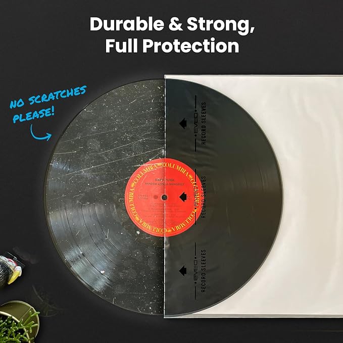 EVEO 25 Vinyl Inner Sleeves for Vinyl Records - Rice Paper Anti-Static LP For 12" Records - Record Sleeves inner Crystal-Clear Protection and Premium Quality - Archival Grade