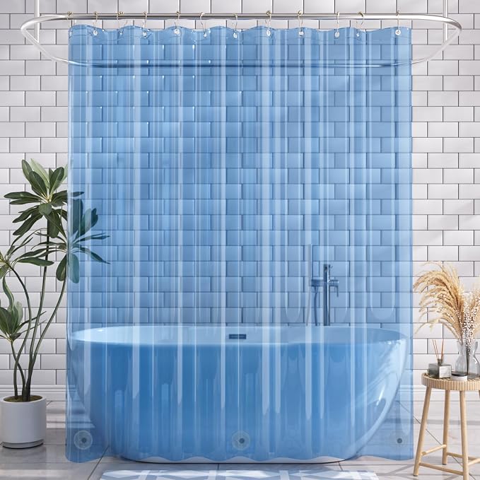 AmazerBath Shower Curtain Liner, 72x72 Transparent Blue Shower Liner, - Image 8