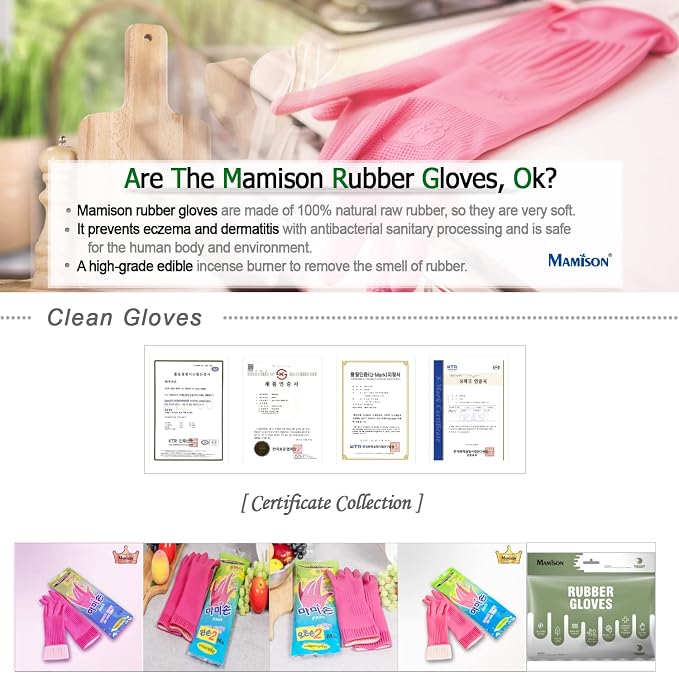 Kitchenware Mamison Quality Rubber Gloves Pink Size M, Waterproof Rubber Gloves - Image 4