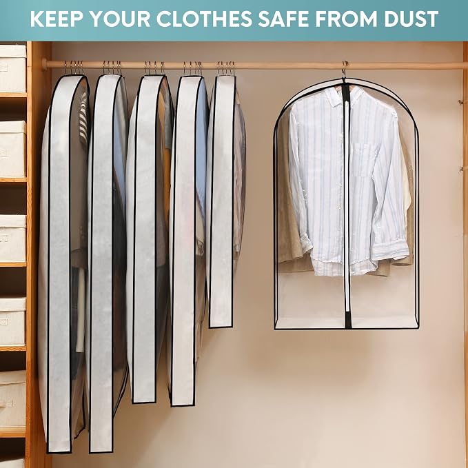 50" Clear Garment Bags for Hanging Clothes W/ 4" Gussetes, 4 Packs Suit Bags - Image 4