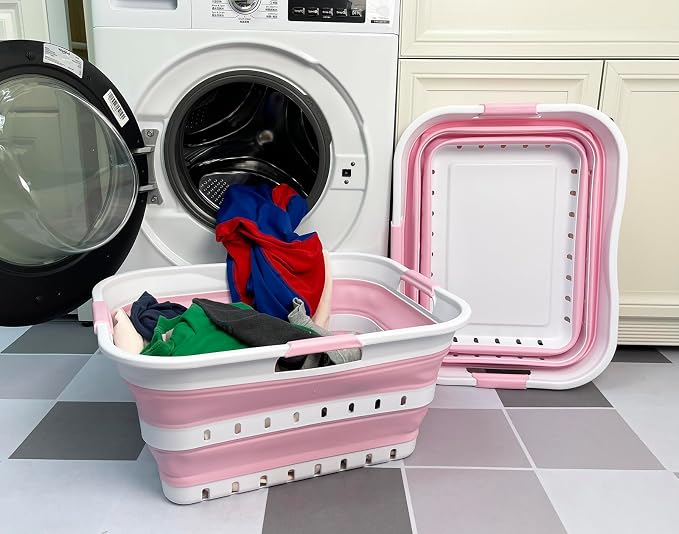 SAMMART 42 Collapsible Plastic Laundry Basket, Foldable Pop Up Storage - Image 2