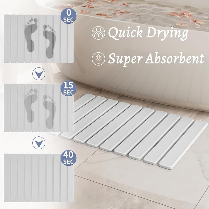 Foldable Stone Bath Mat, Diatomaceous Earth Stone Drying Mats - Image 2