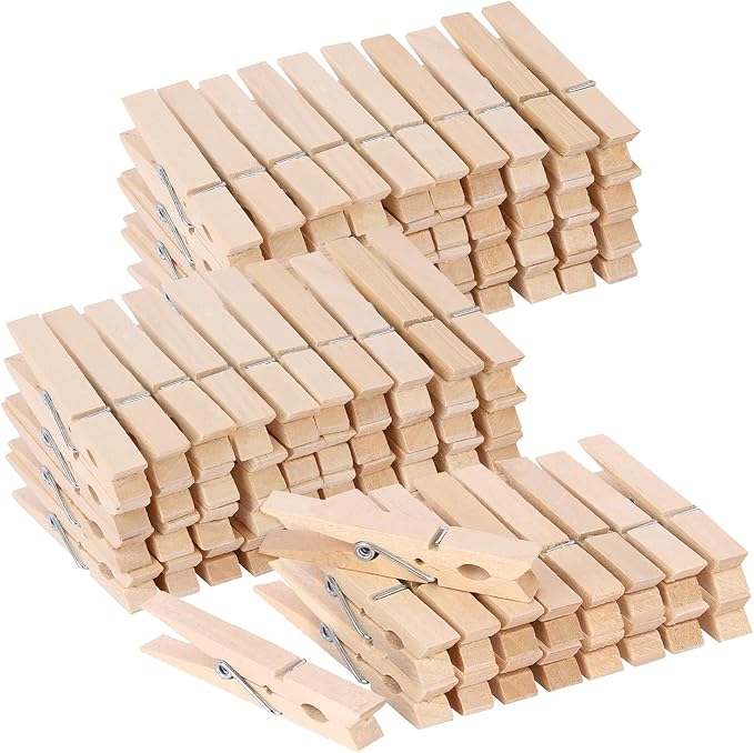 100pcs Clothes Pins Wooden Clothespins 3inch Heavy Duty Wood Clips by Tecbeauty
