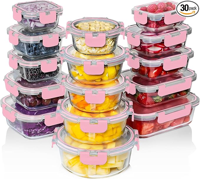 Razab 30 PC Glass Food Storage Containers by RazabHomeGoods