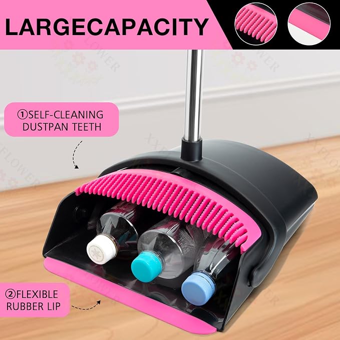 Broom and Dustpan Set, Long Handle Lightweight Dustpans - Image 3